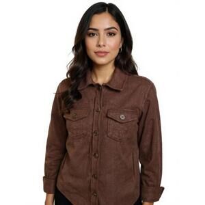 SHAKET Scandinavian Women's Brown Thick Oversized POCKETS Button DOWN Collared M